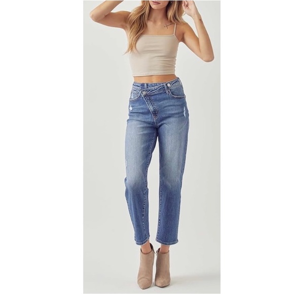 NEW Risen Los Angeles High-Rise Crossover Tapered Denim Jeans RDP5060 Size 15/32 - Picture 8 of 16